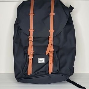 Herschel Supply Company Large Black Backpack with Brown Straps
